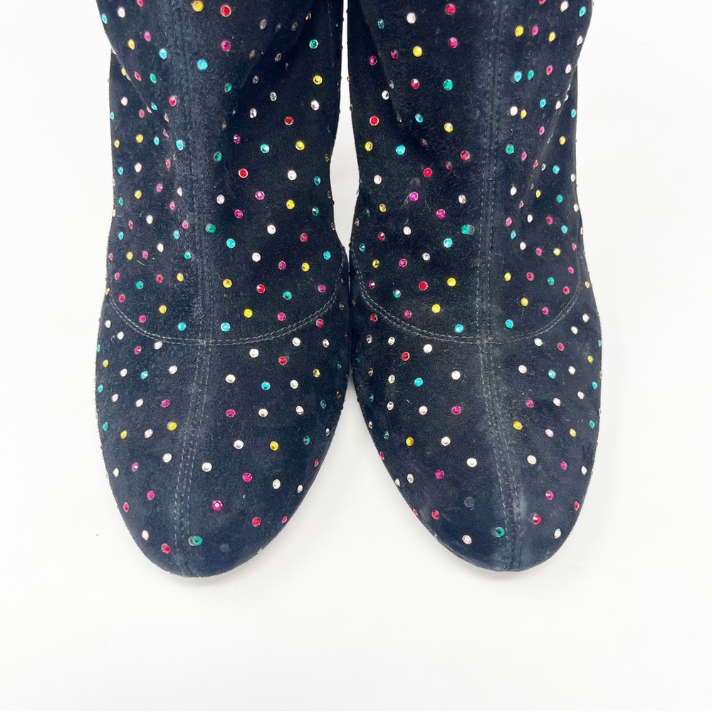 Jimmy Choo Boots Black Suede Bejeweled Sock Boot - Picture 7 of 9